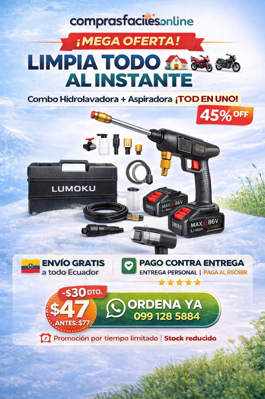 COMBO HIDROLAVADORA Y MINI ASPIRADORA